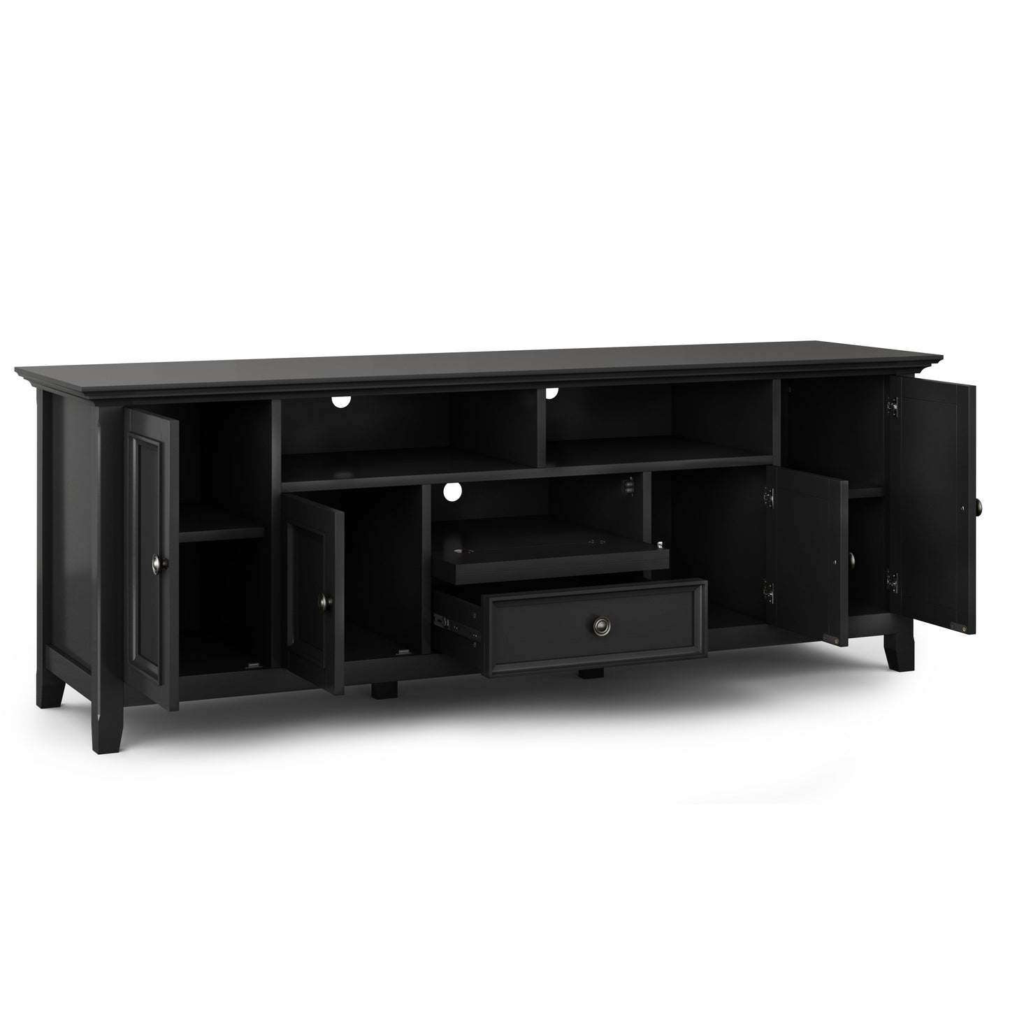Amherst 72 inch Solid Wood TV Media Stand in Black