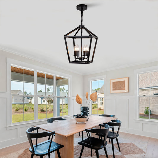 Farmhouse Lantern Chandelier 4-Light, Industrial