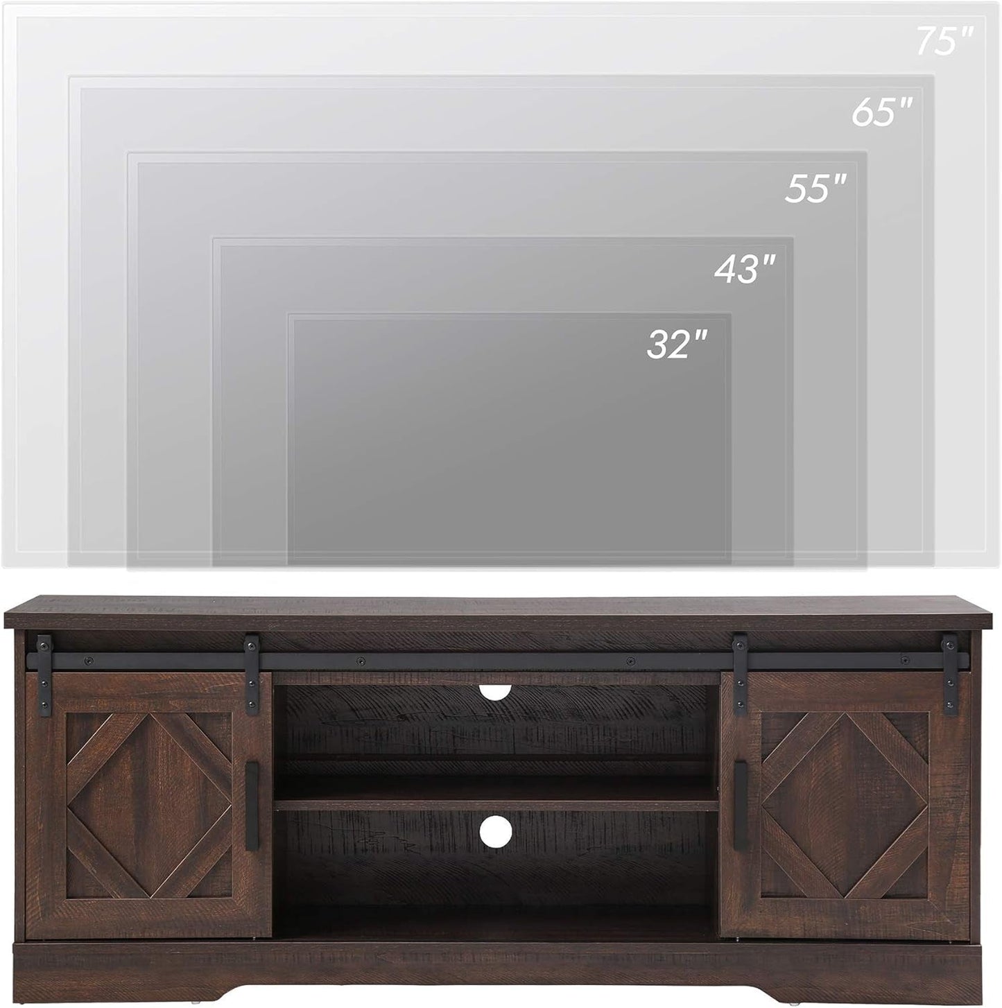 Rustic Sliding Barn Door TV Stand For 65 Inch TVs Console