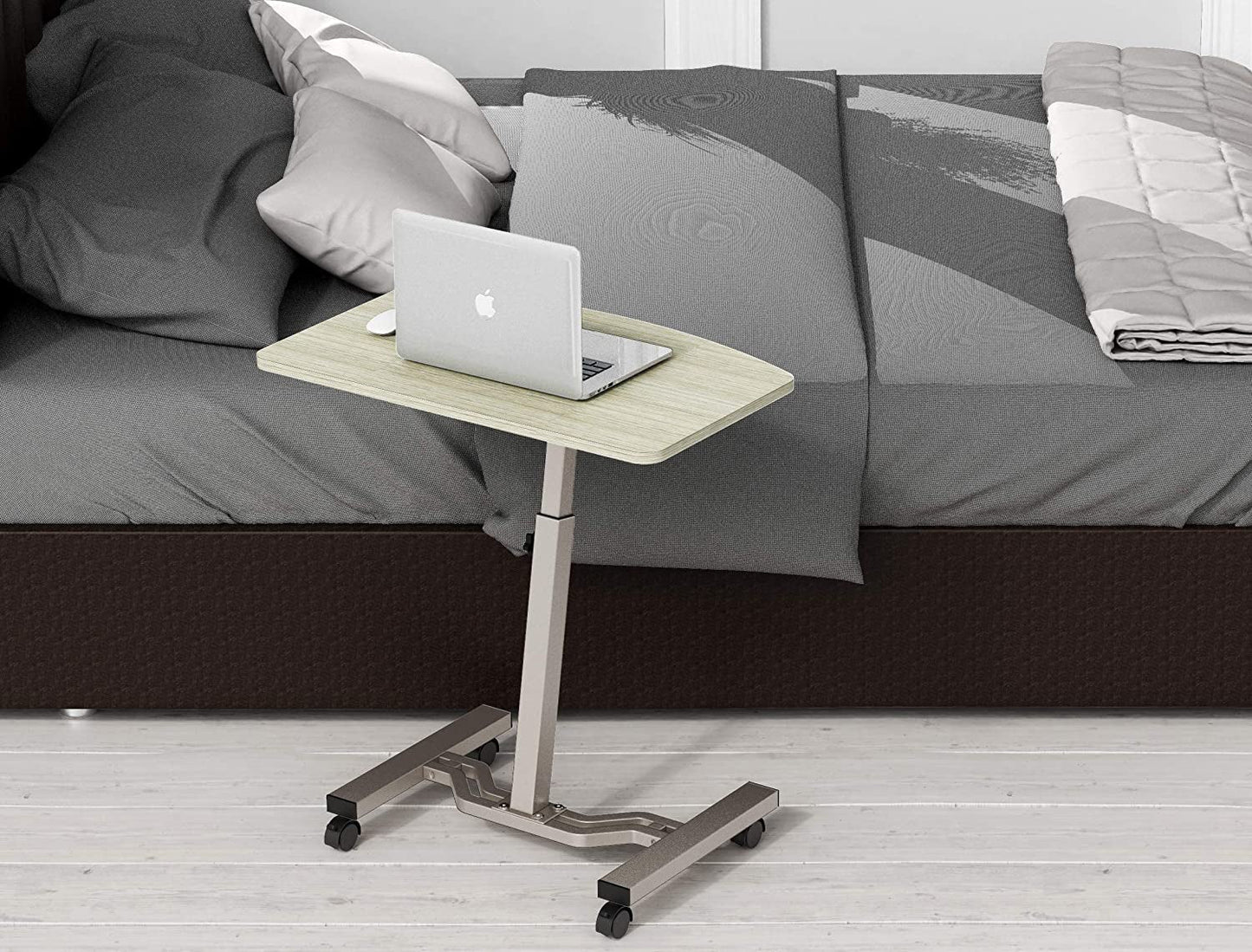 Height Adjustable Laptop Desk Cart, 28 To 33 Inch, Maple