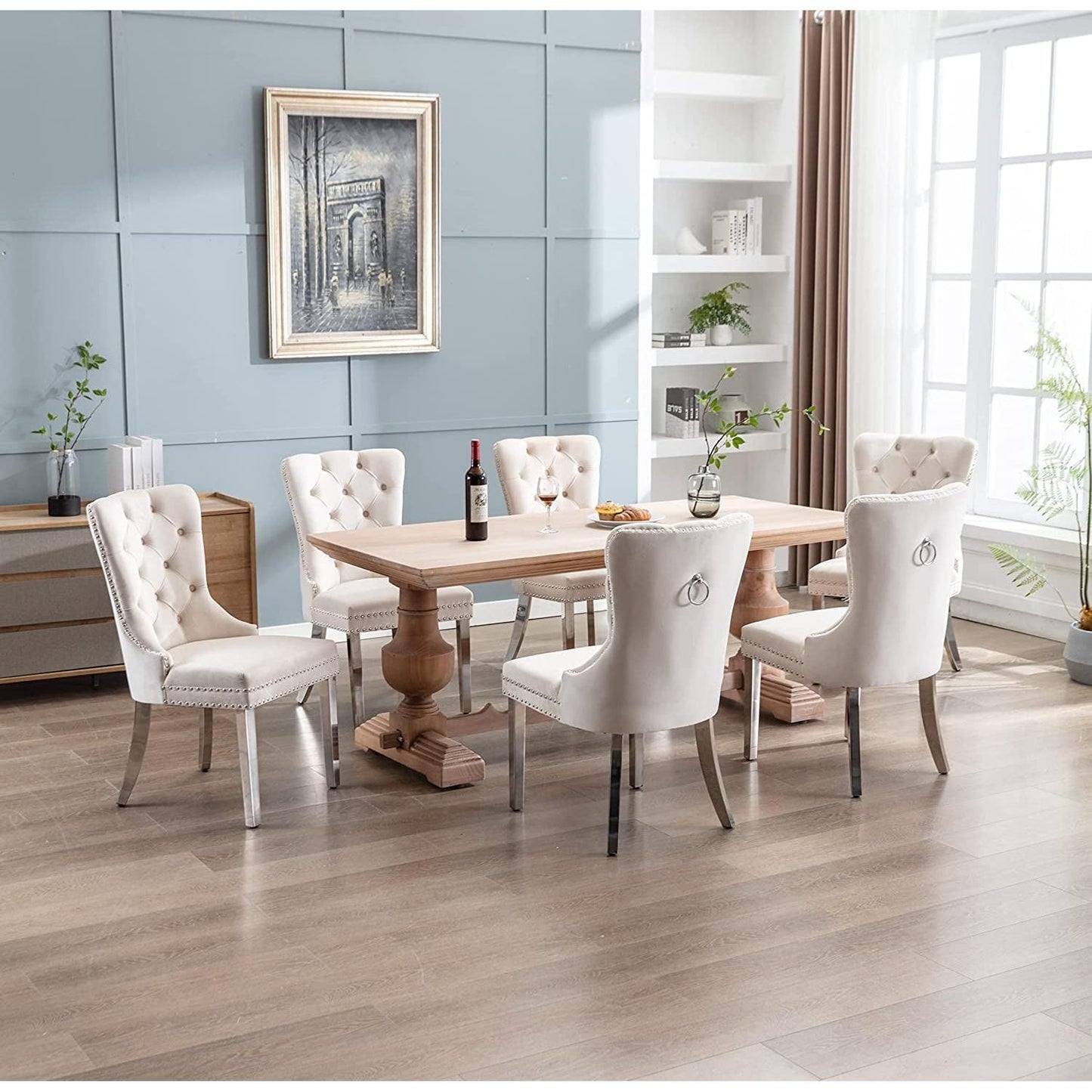 Velvet Dining Chairs Set Of 4 With Solid Wood Frame