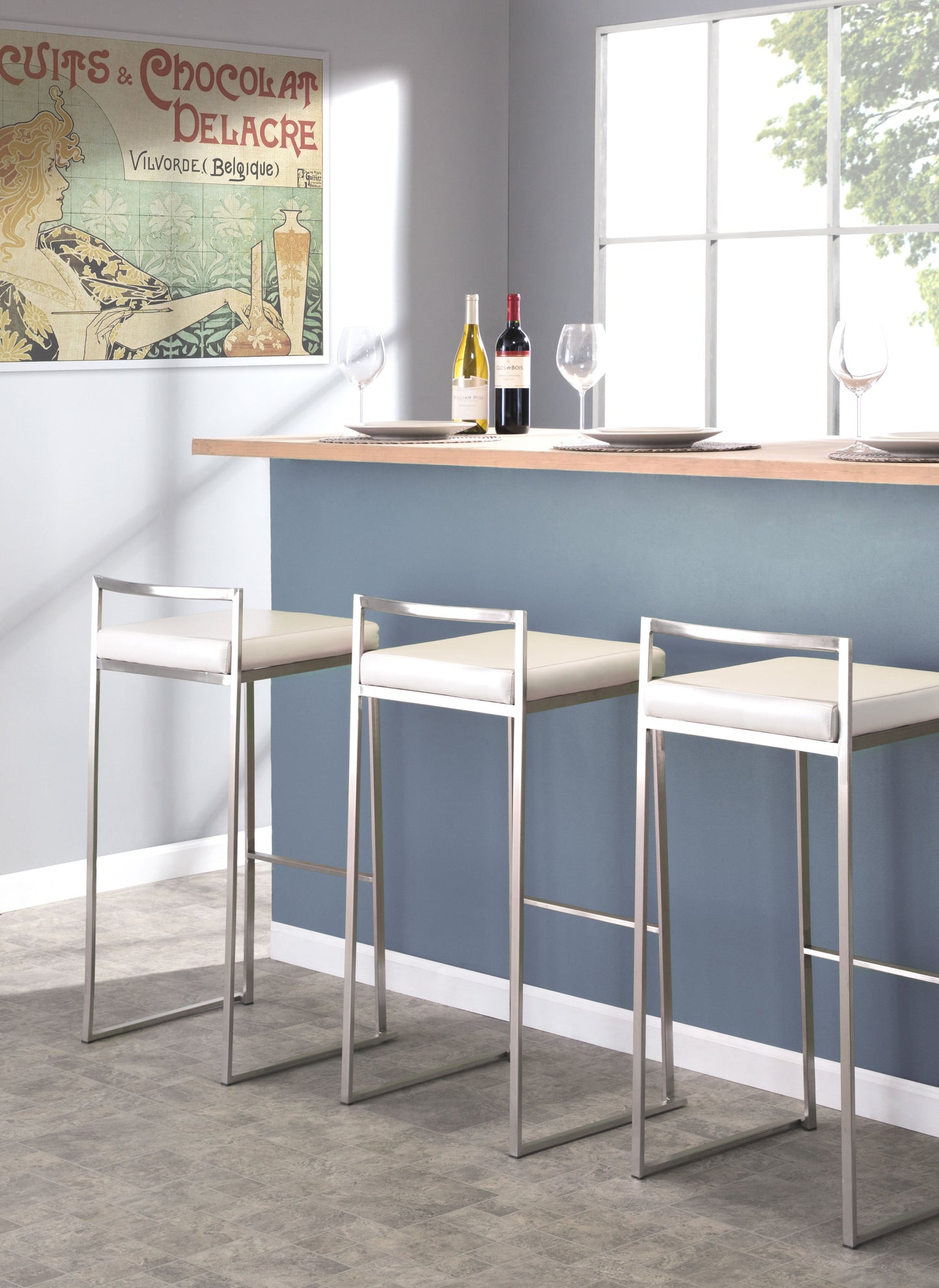 30" Contemporary Stackable Barstool Set