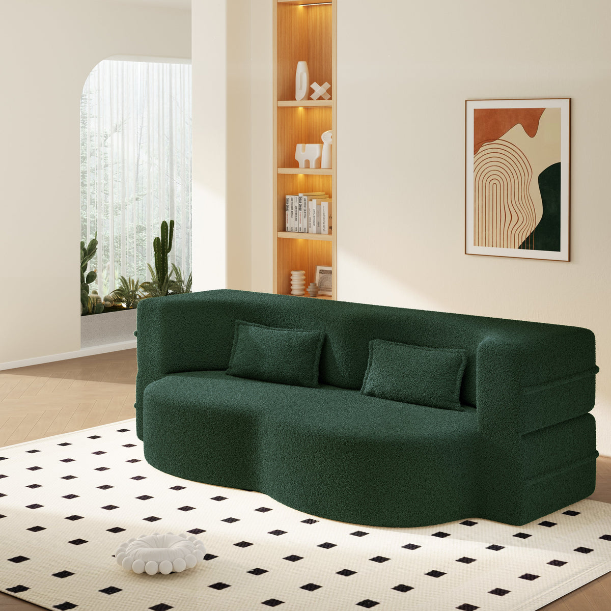 Modern Floor Sofa with 2 Pillows