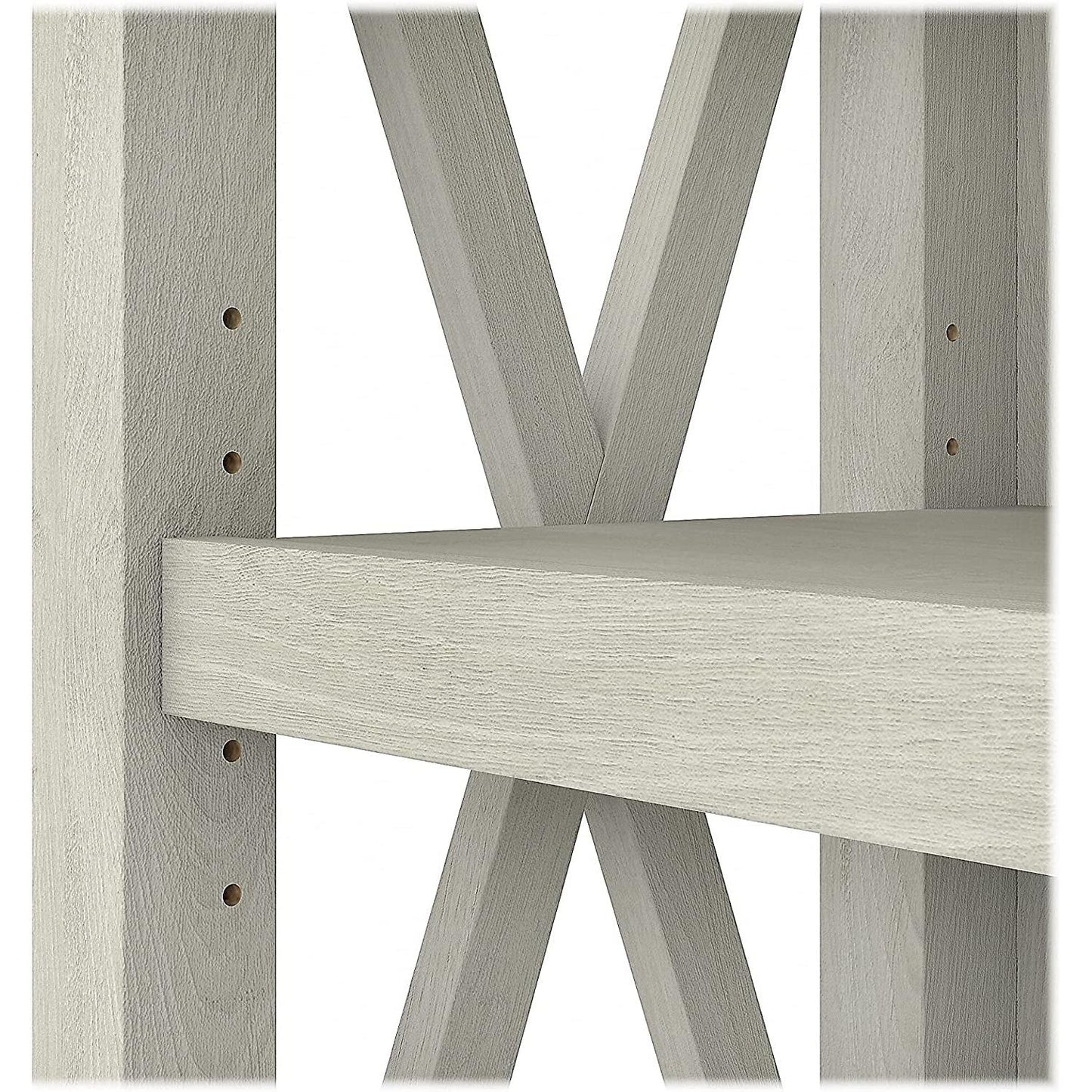 Linen White Oak 5 Shelf Bookcase Set 2 Tall 66H 32W 13D