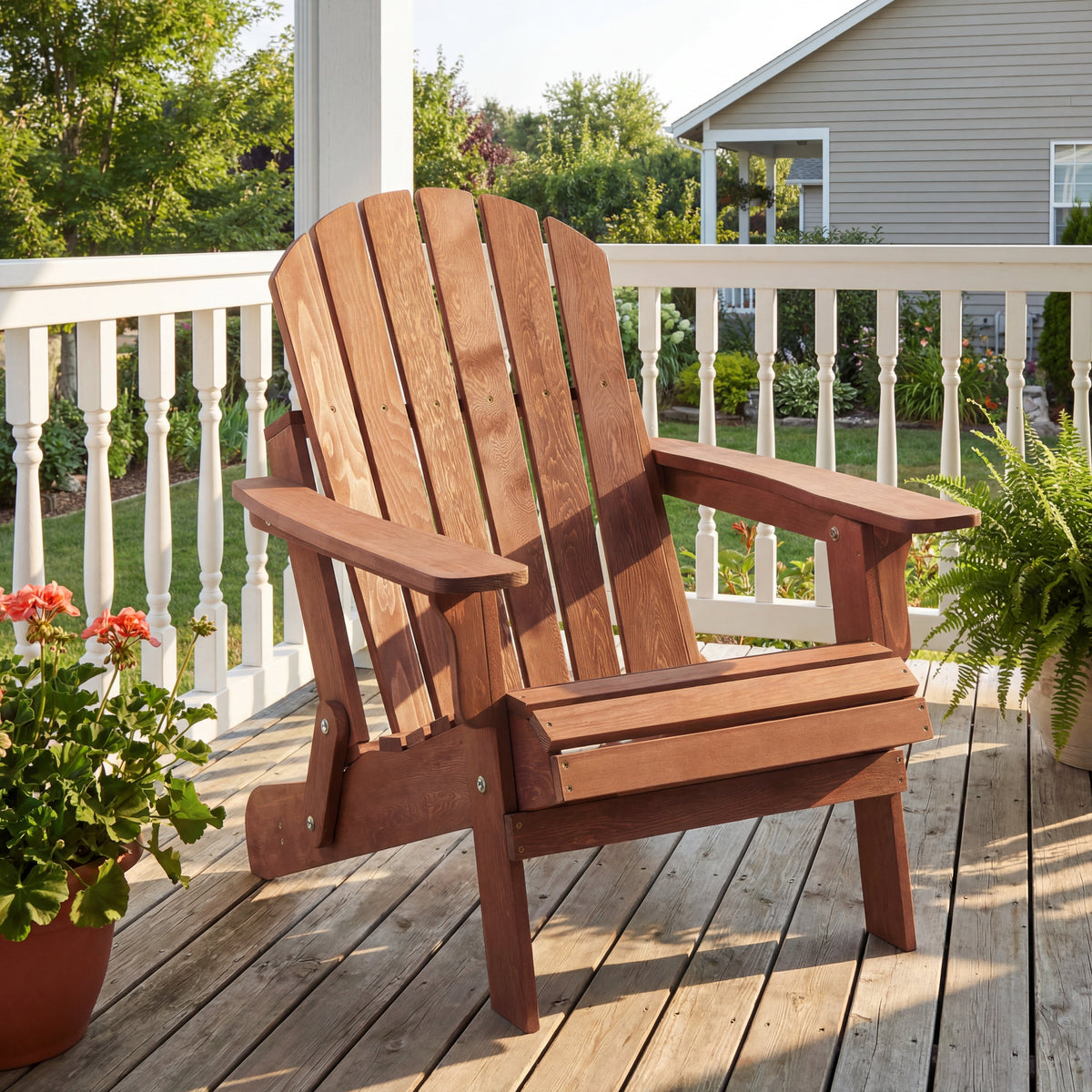Oversize Wooden Outdoor Folding Adirondack Chair