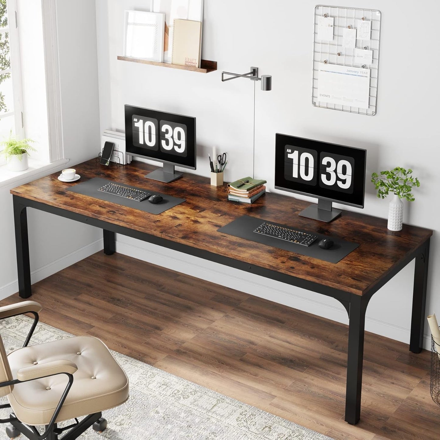 78 Inch Extra Long Two Person Computer Desk For Home Office