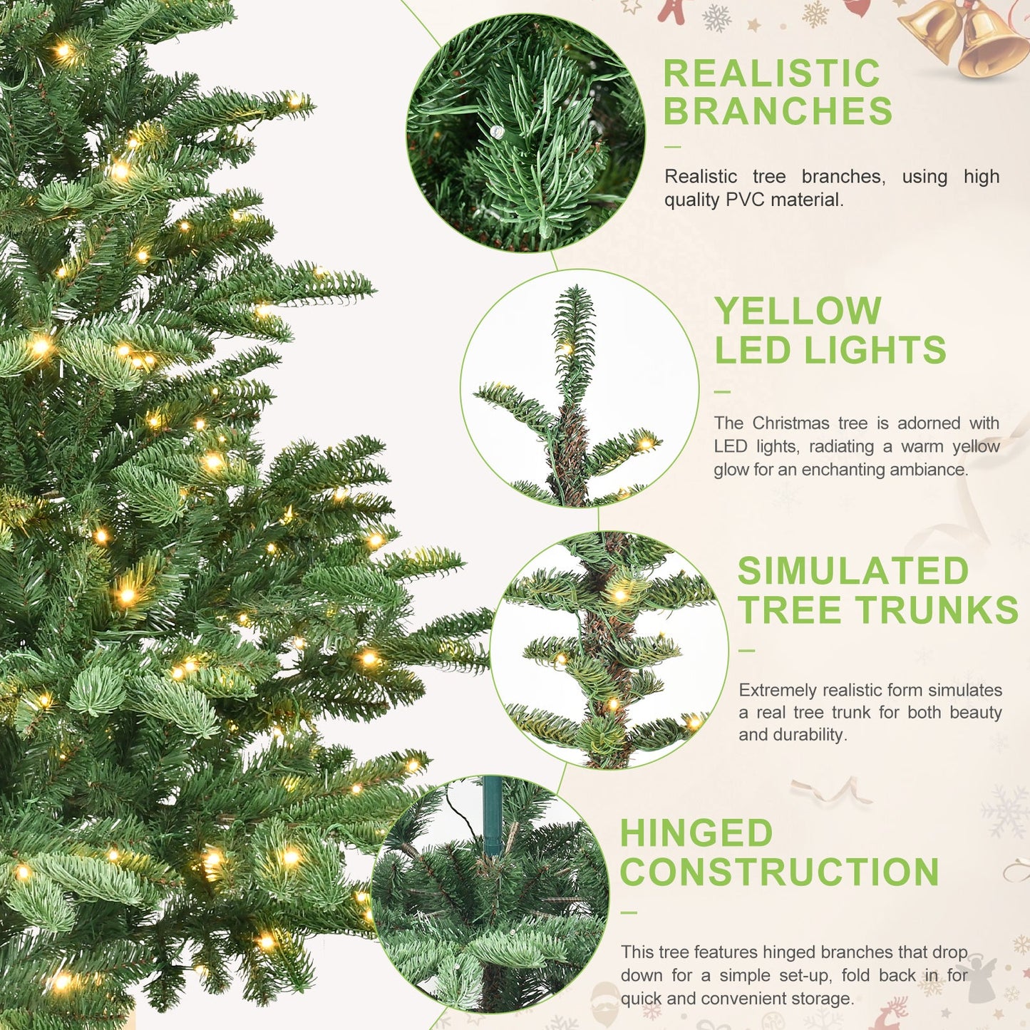 8ft Pre-Lit Christmas Tree with 500 Warm White Lights