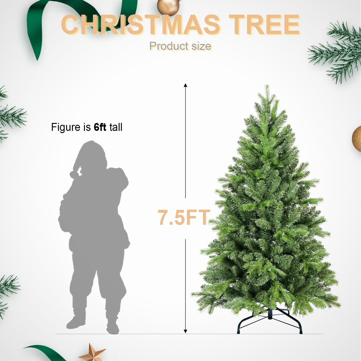 6FT Christmas Tree with 1032 PE+PVC Tips