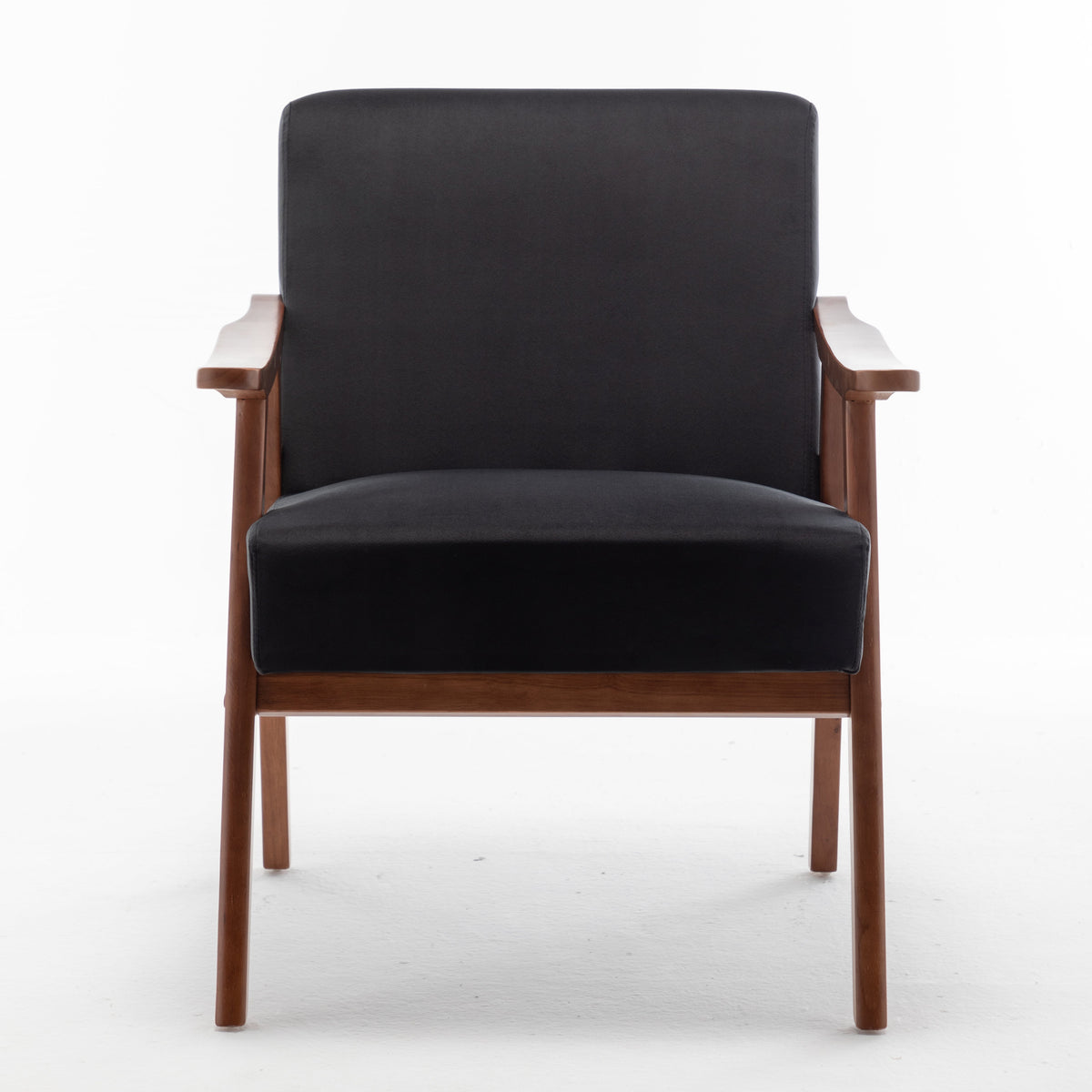 Accent Chair with Velvet Upholstery and Solid Wood Frame