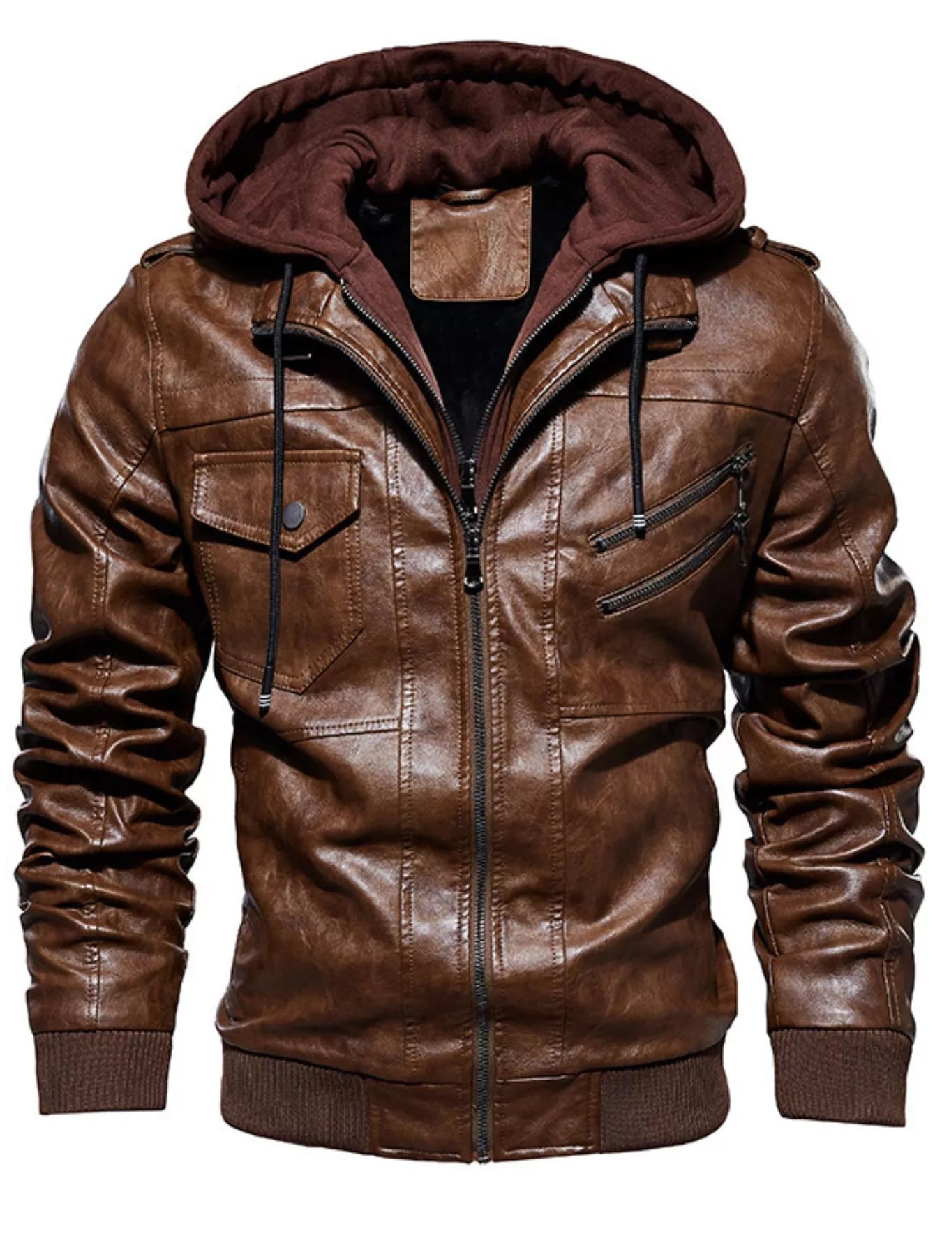 Zip Up Drawstring Hooded Jacket