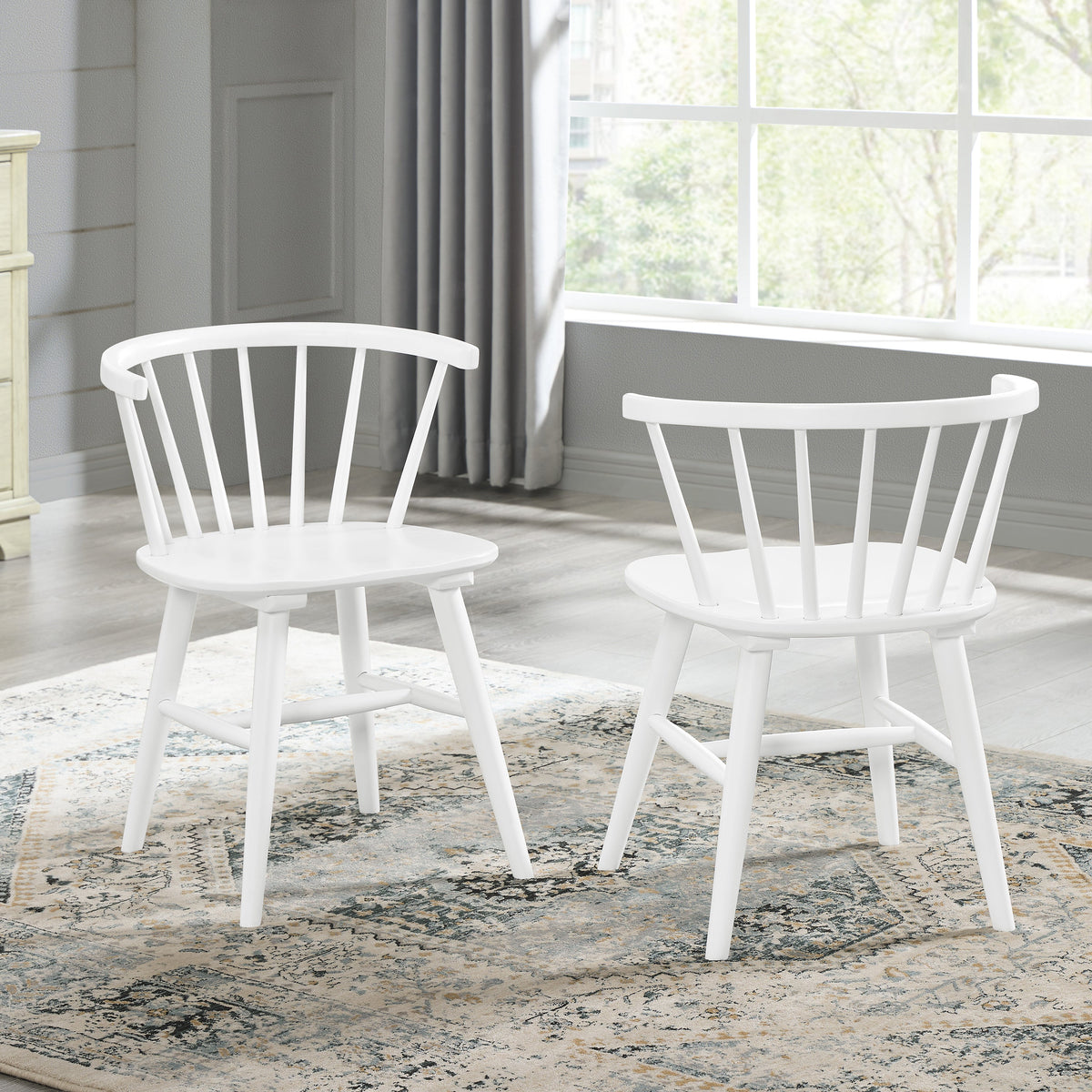 Edo White Wood 5-Piece Dining Set