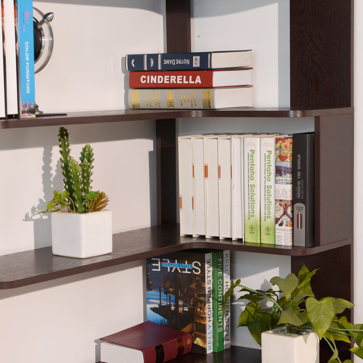 90cm Freestanding Corner Bookshelf