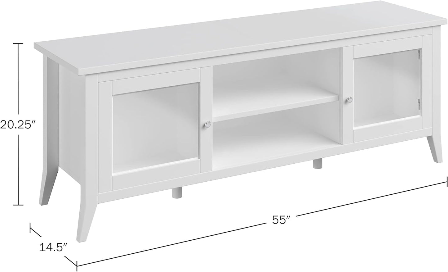 55 Inch TV Stand White With Storage Shelves And Cubbies
