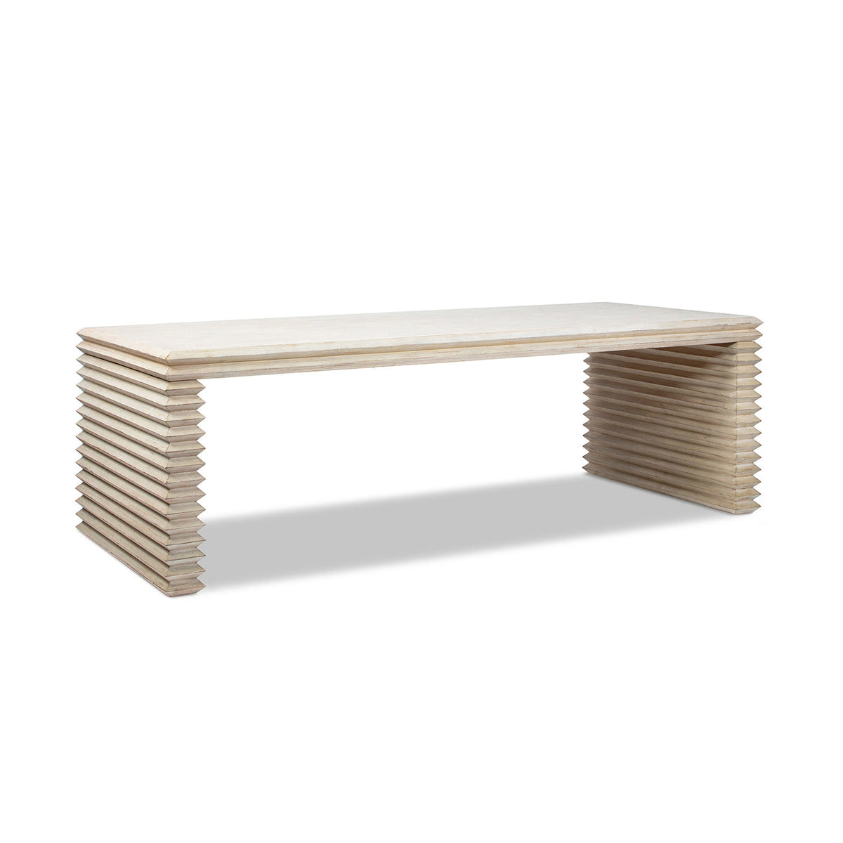 Veda 94" Reclaimed Wood Stacked Geometric Waterfall Dining Table