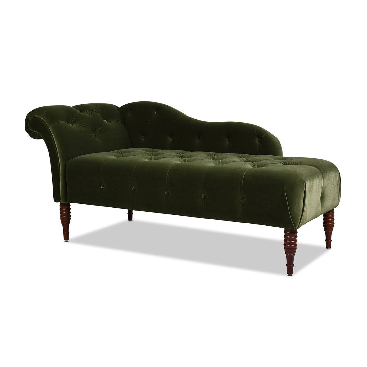 Samuel Tufted Roll Arm Chaise Lounge, Olive