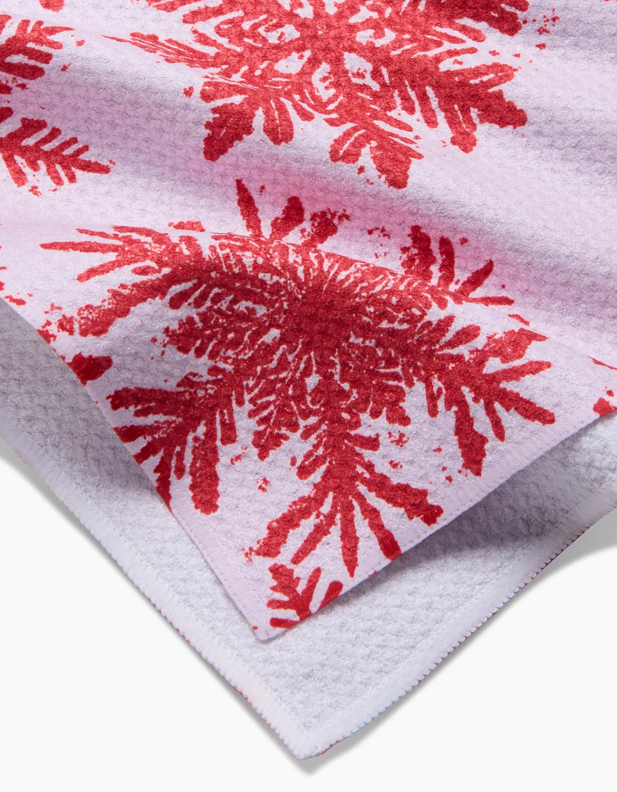 Snowy Days Red Geometry Tea Towel