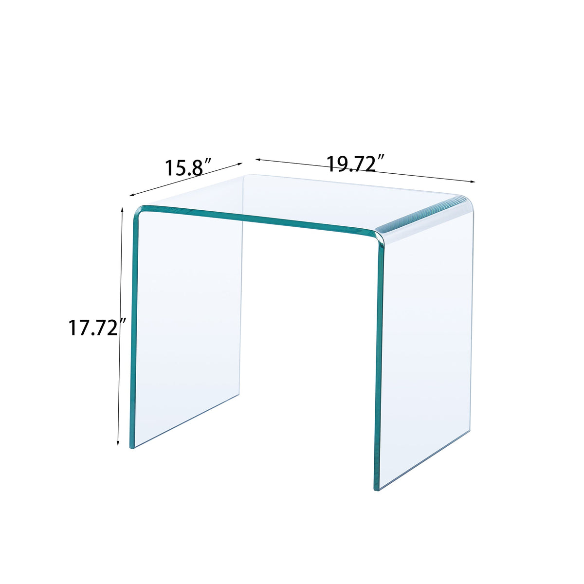 Tempered Clear Bent Glass Side Table