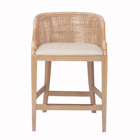 Handcrafted Rattan Counter Stool 25" H