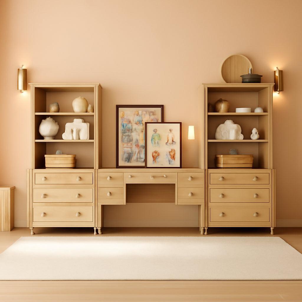 Oak Executive Workstation Set With Wireless Charging