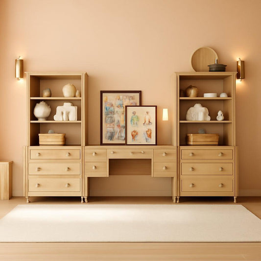 Oak Executive Workstation Set With Wireless Charging