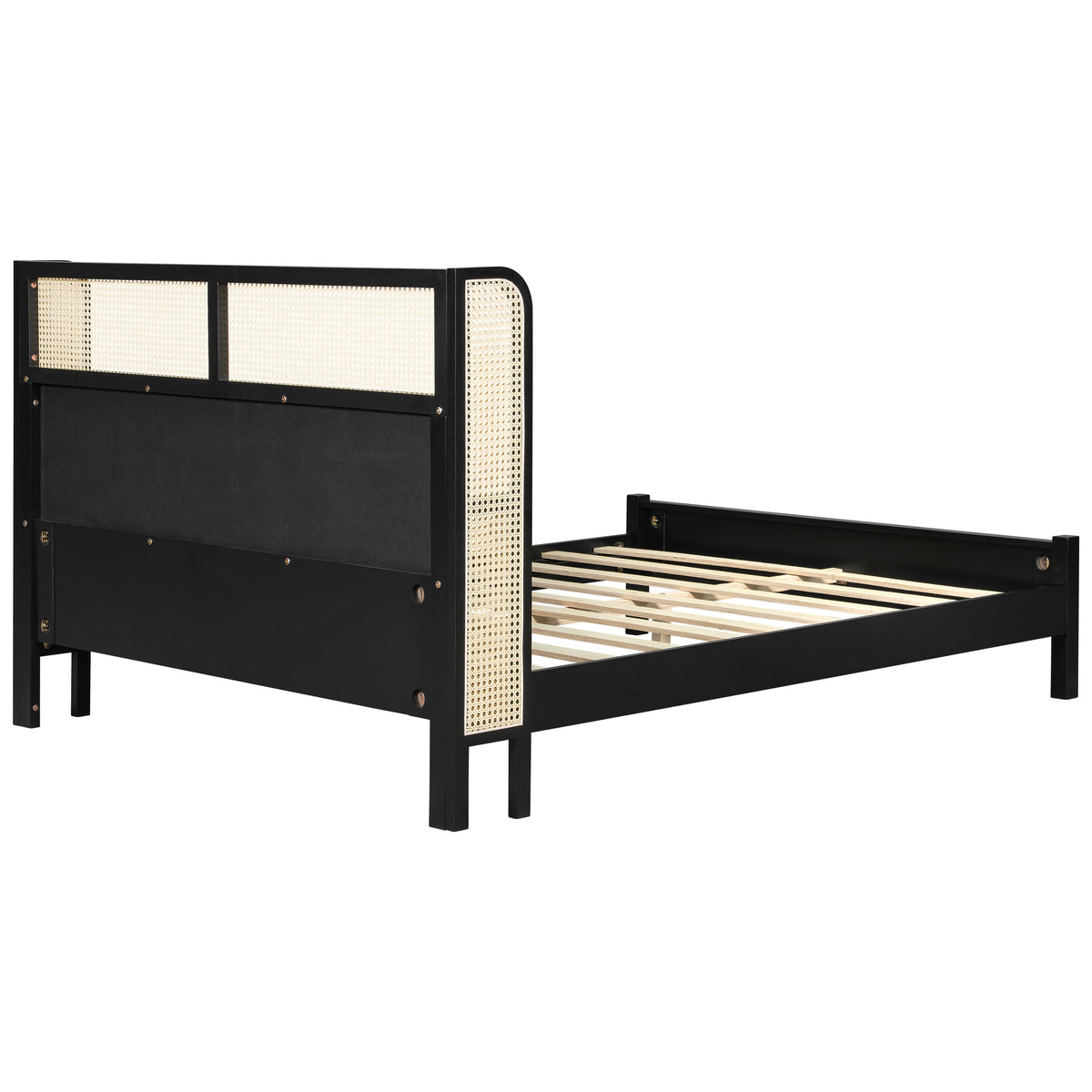 Queen Size Bed Frame with Green Upholstered Headboard