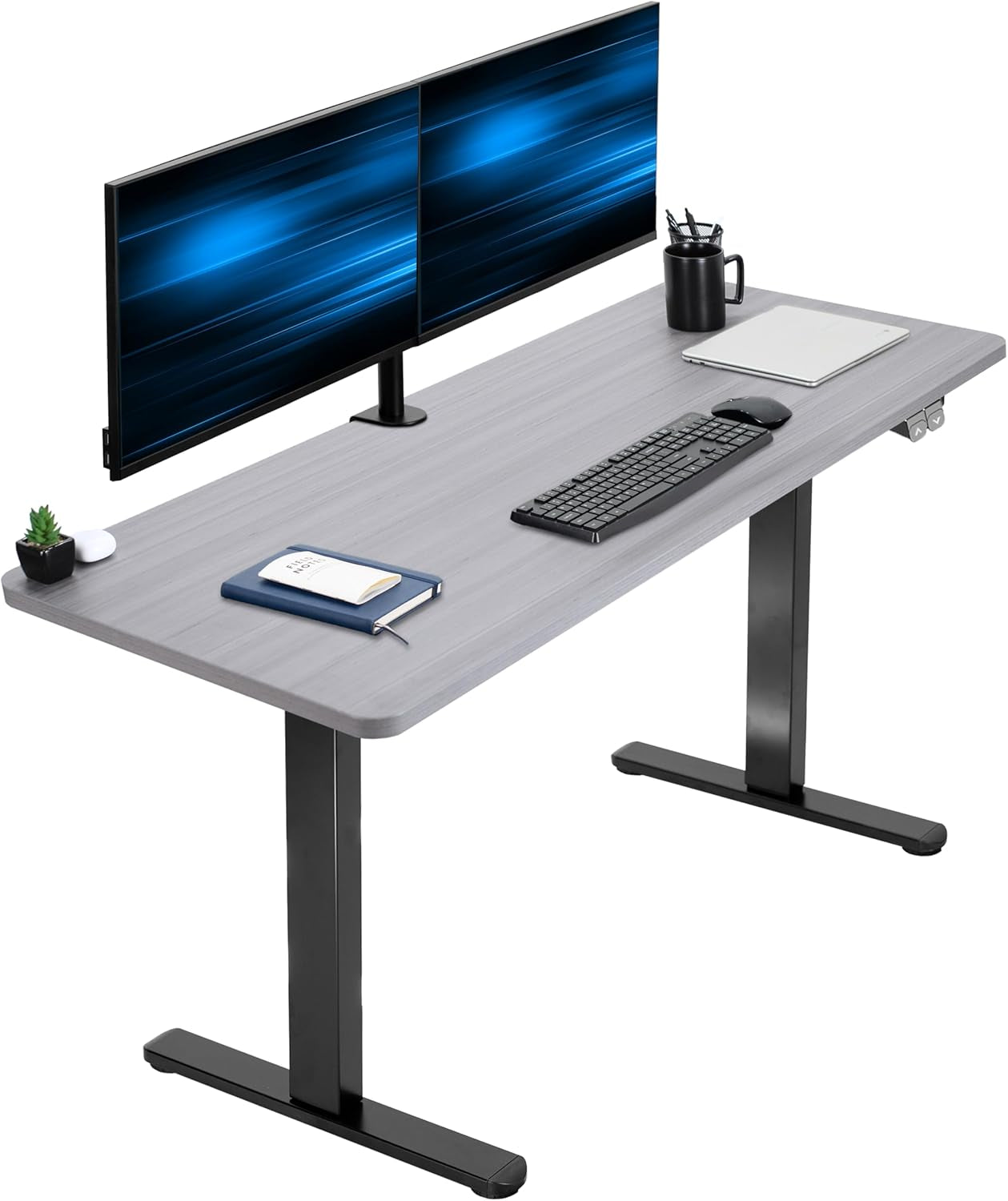 60 Inch Gray Electric Height Adjustable Standing Desk