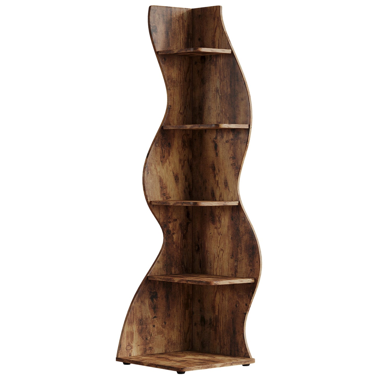69.8" Height 5-Tier Wavy Corner Bookshelf