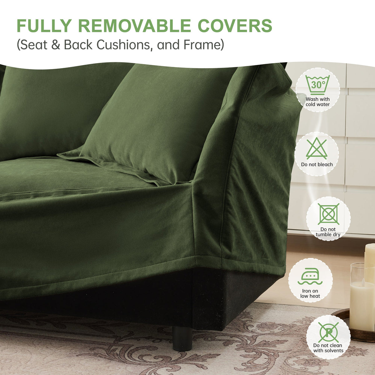 L-Shaped Slipcovered Sectional Sofa Couch