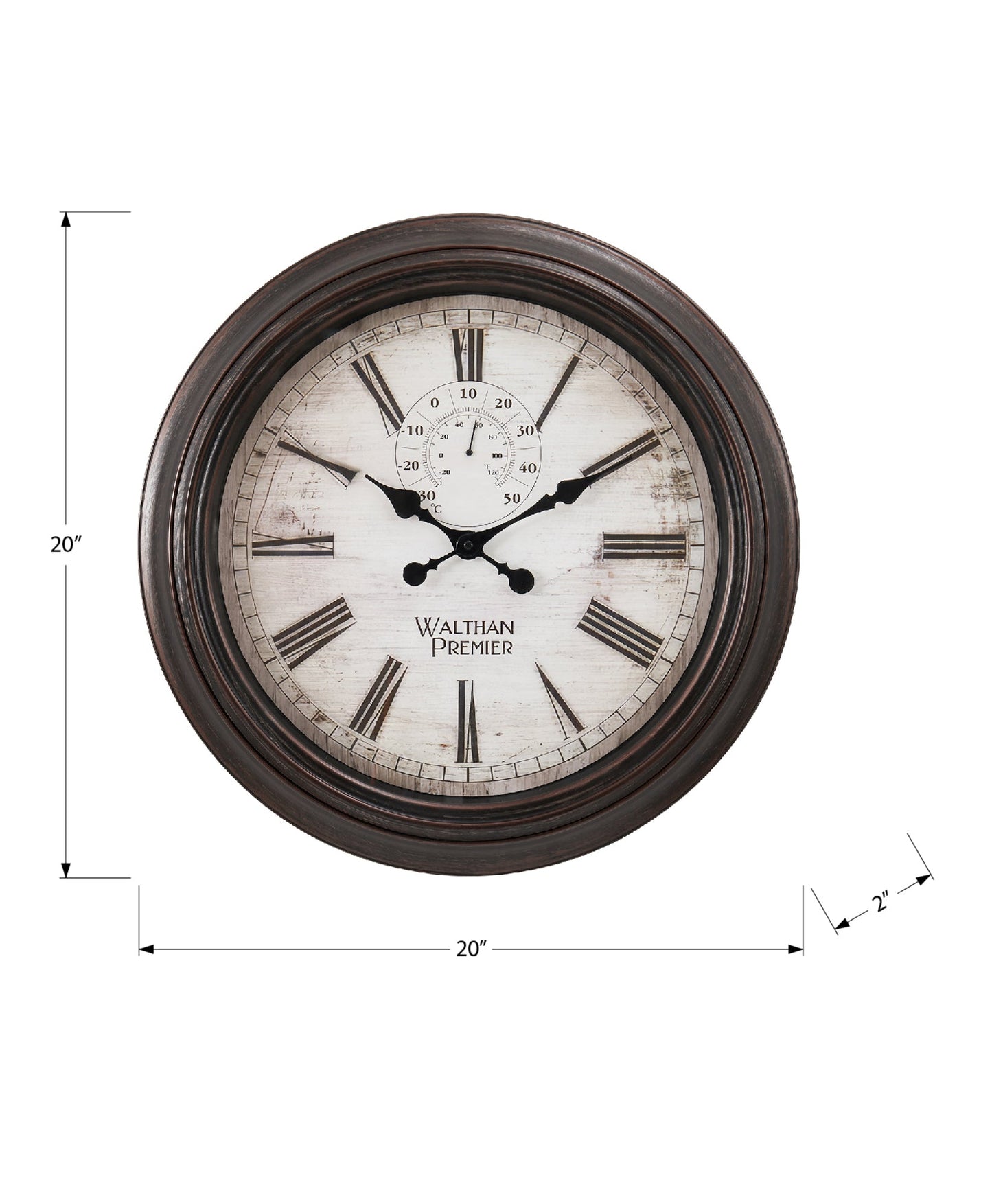 Clocks, 20' Round, Wall Clock, Brown, Transitional