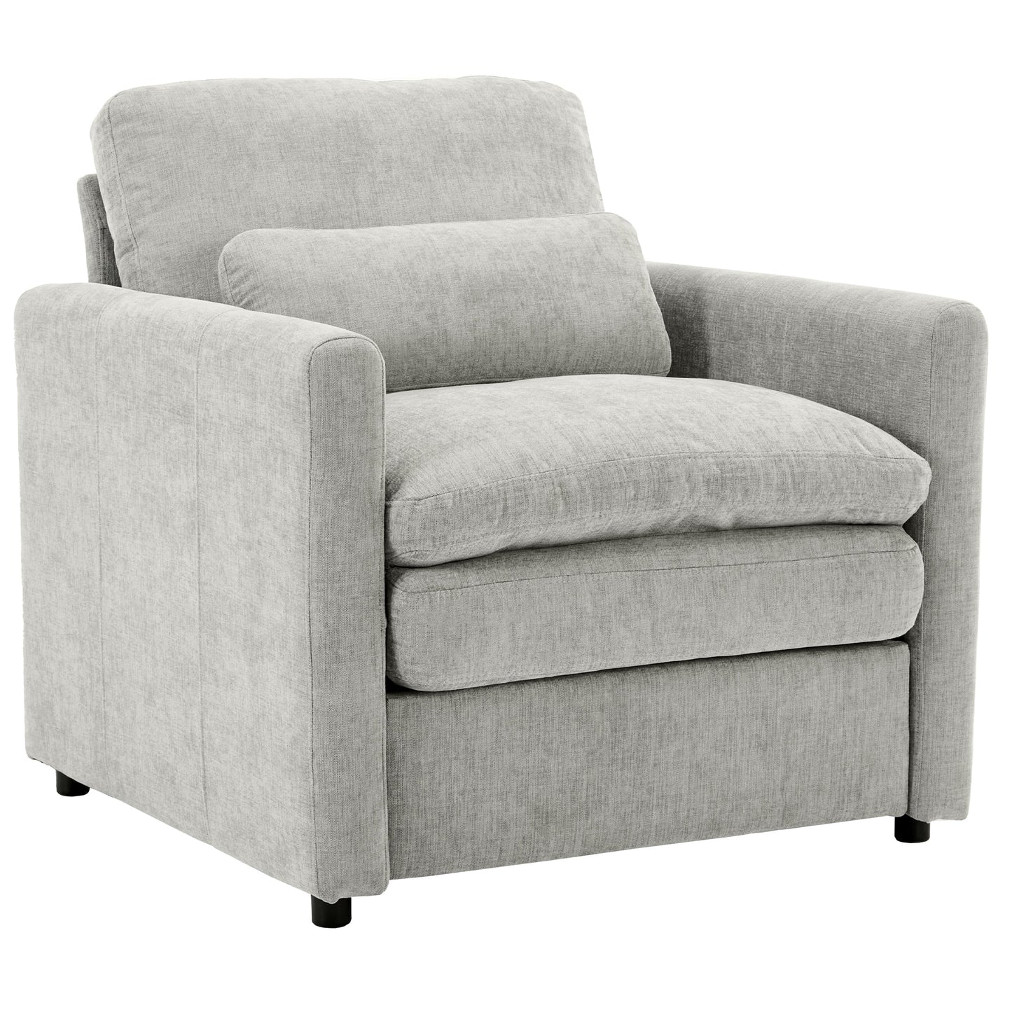 31.9' Cozy Upholstered Armchair Oversized Comfy Cloud Sofa Double Cushion Single Sofa Plush Cushion Armchair for Living Room, Light Grey
