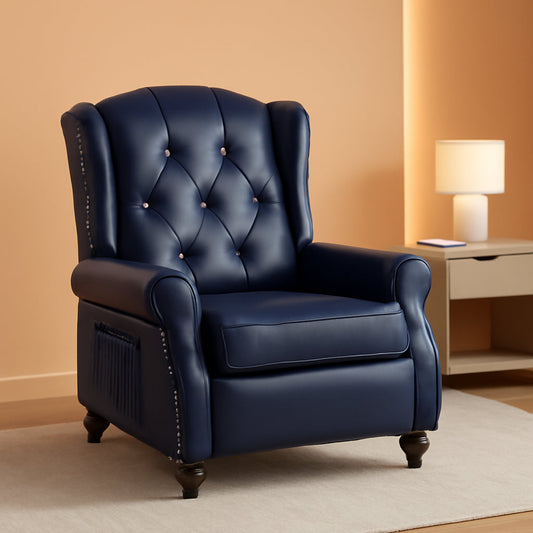Wingback Recliner Chair With Massage And Heat PU Leather
