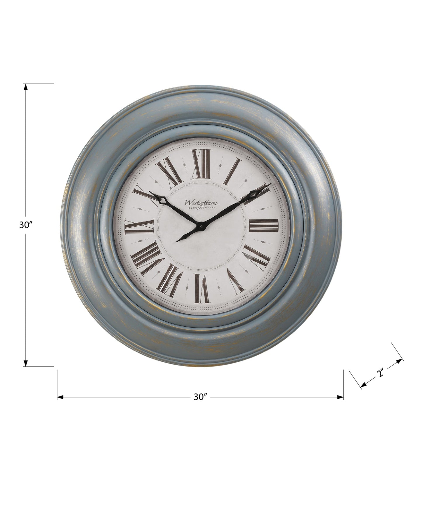 Clocks, 30' Round, Large Oversized, Wall Clock, Antique Blue, Transitional