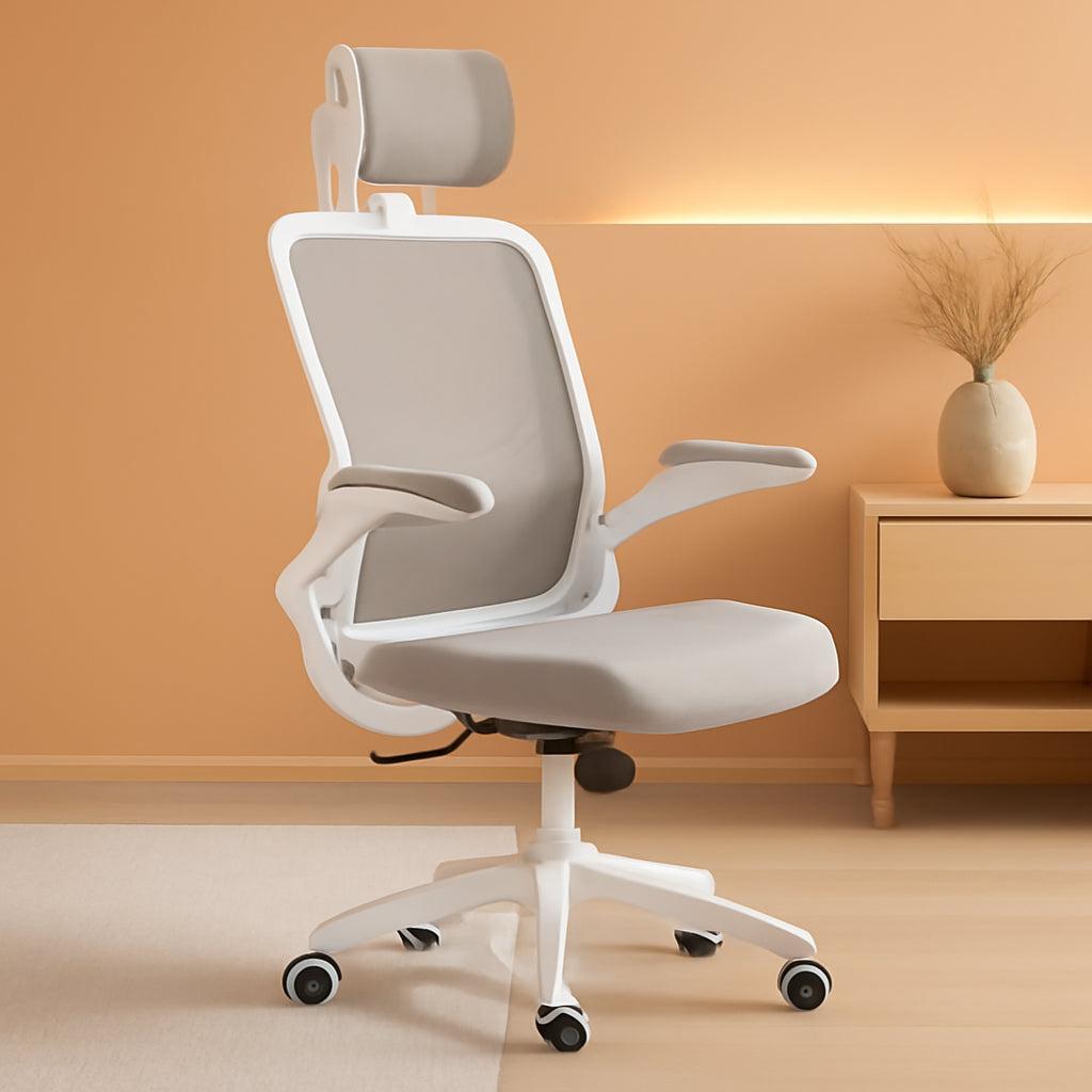 Ergonomic Office Chair Height Adjustable White Backrest