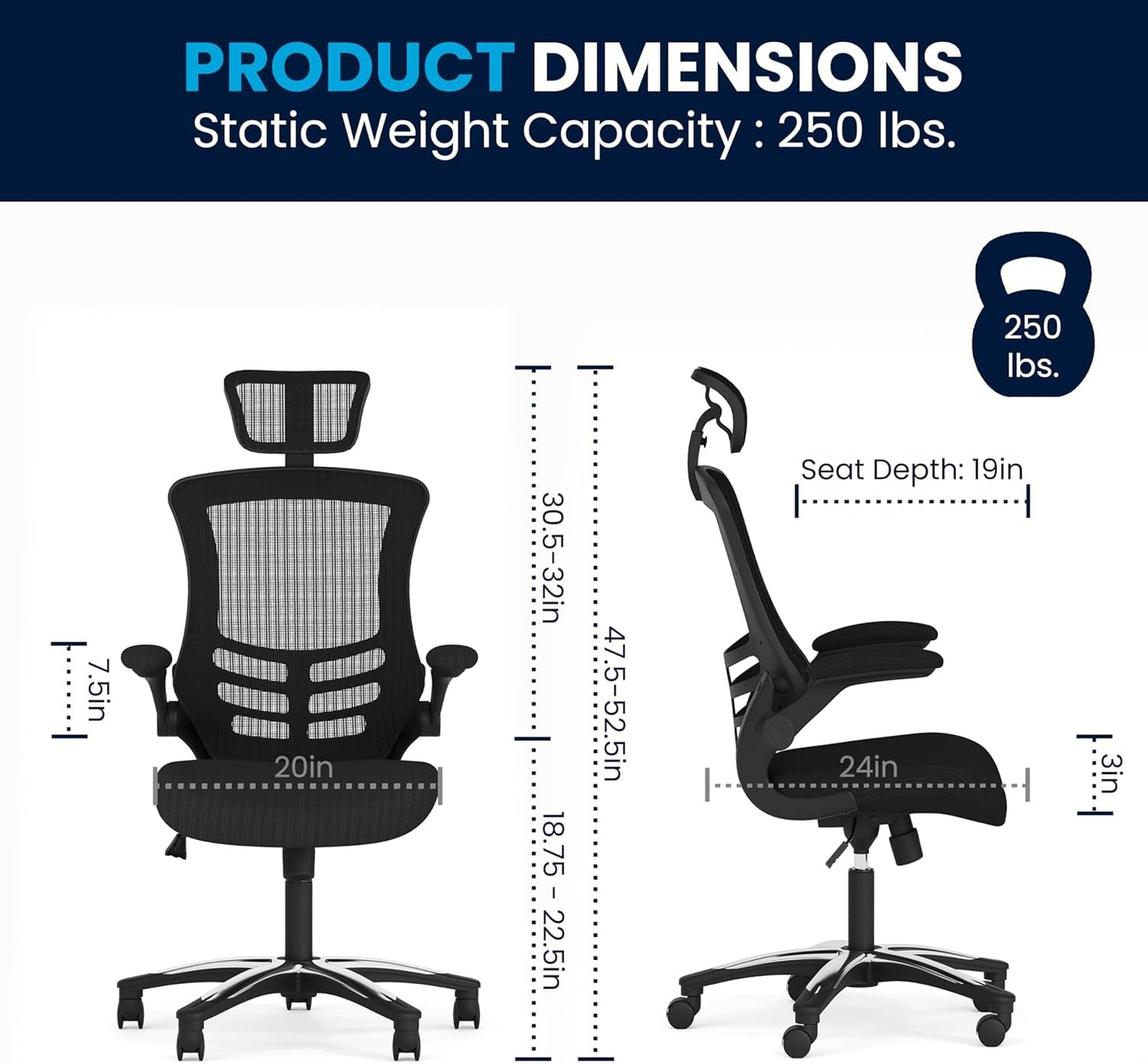 High Back Swivel Office Chair With Lumbar Support Black