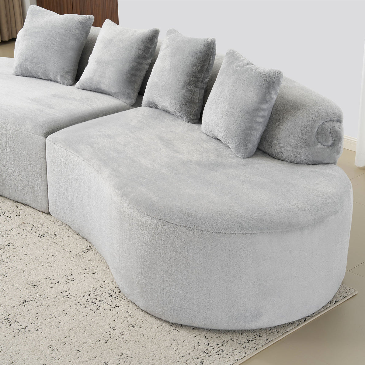 Modern and Simple Curved Flannelette Sofa