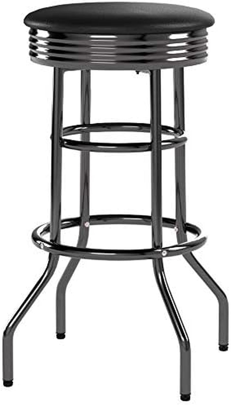Heavy Duty Backless Swivel Bar Stools with Faux Leather