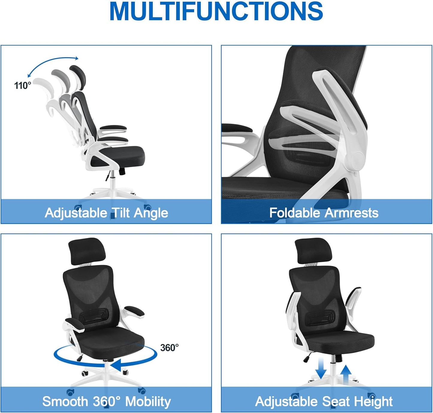 Ergonomic Mesh Office Chair High Back White And Black