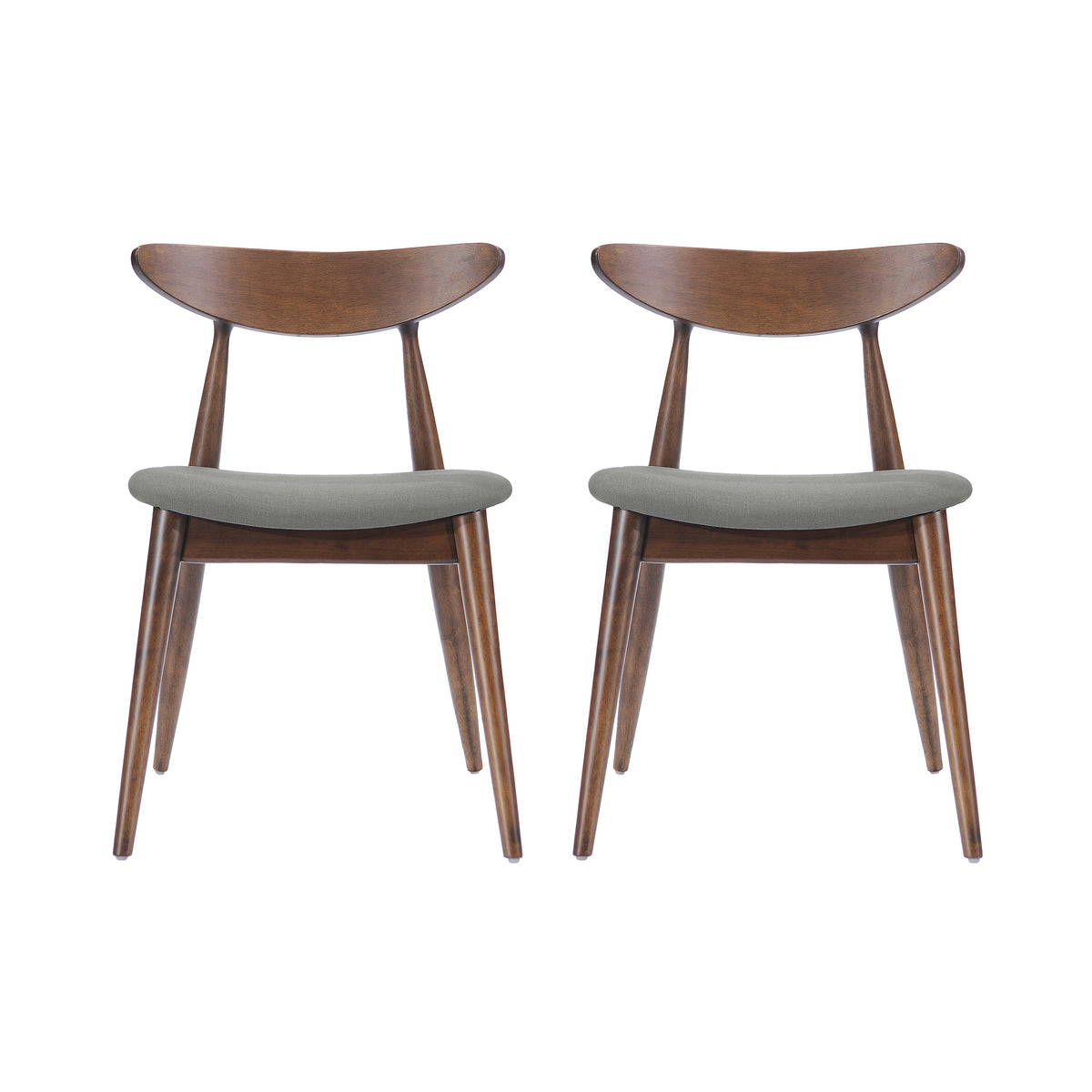 Set of 2 Retro Rubberwood Chairs with Ergonomic Back & Plush Cushions
