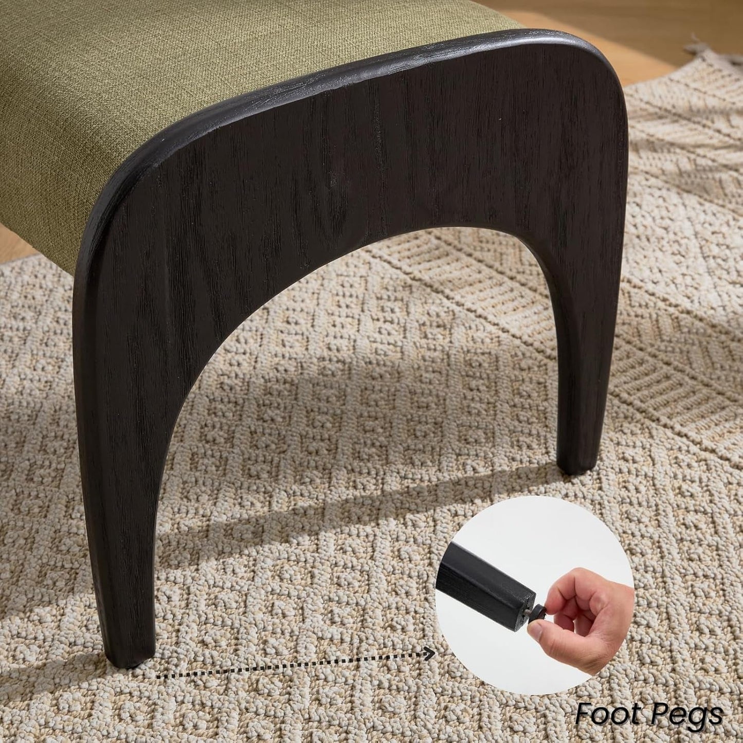 51 Inches Wide Linen Textured Emerald Ottoman Bench