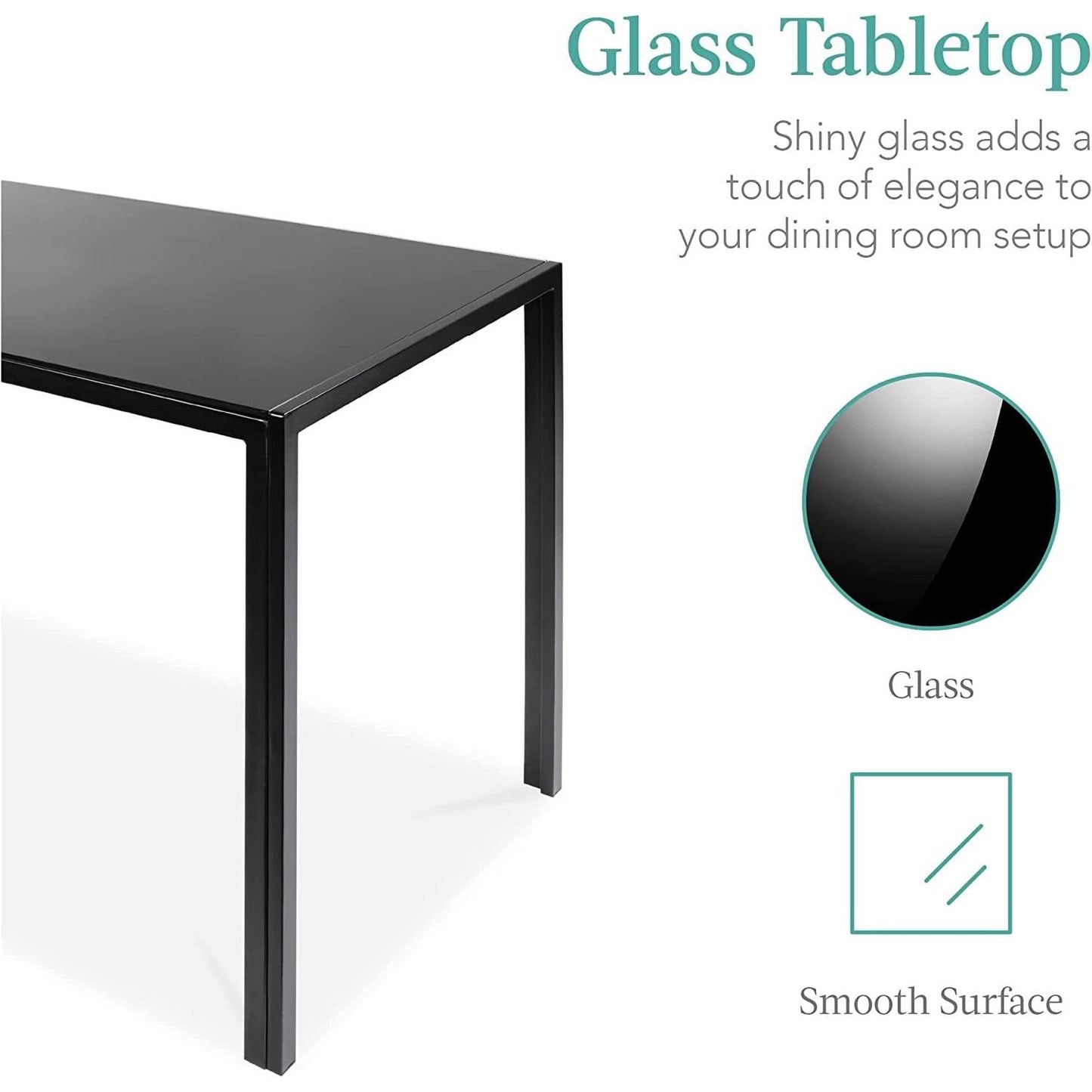 Glass Top Dining Table Set With Steel Frame Leather Chairs