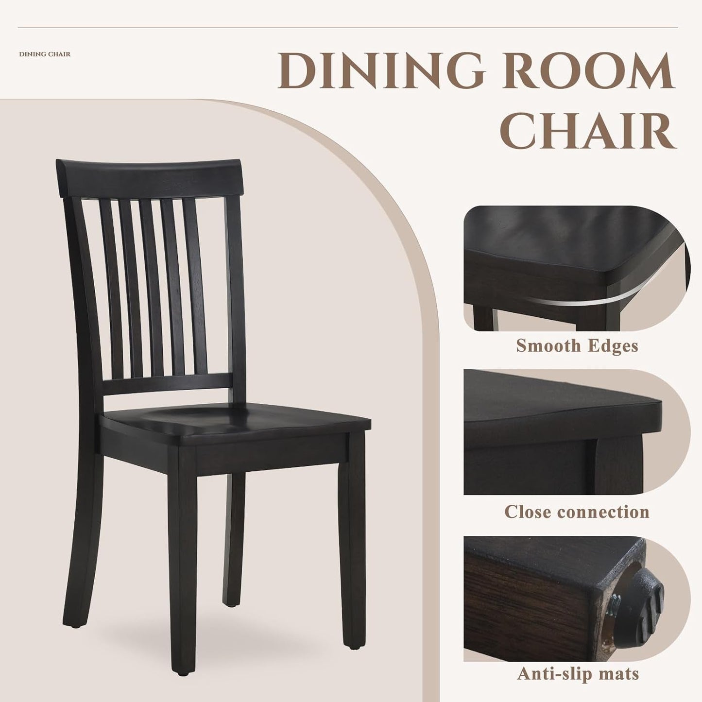 Wooden Windsor Dining Chairs Set Of 6 Dark Brown With Spindle Back
