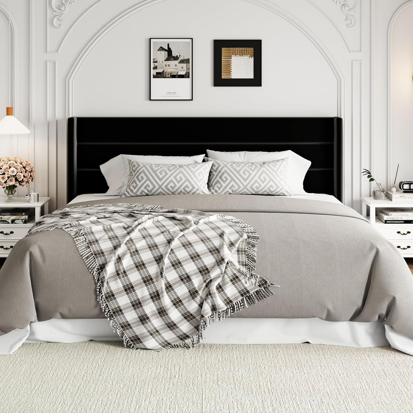 King Size Black Velvet Storage Bed With Hydraulic Lift