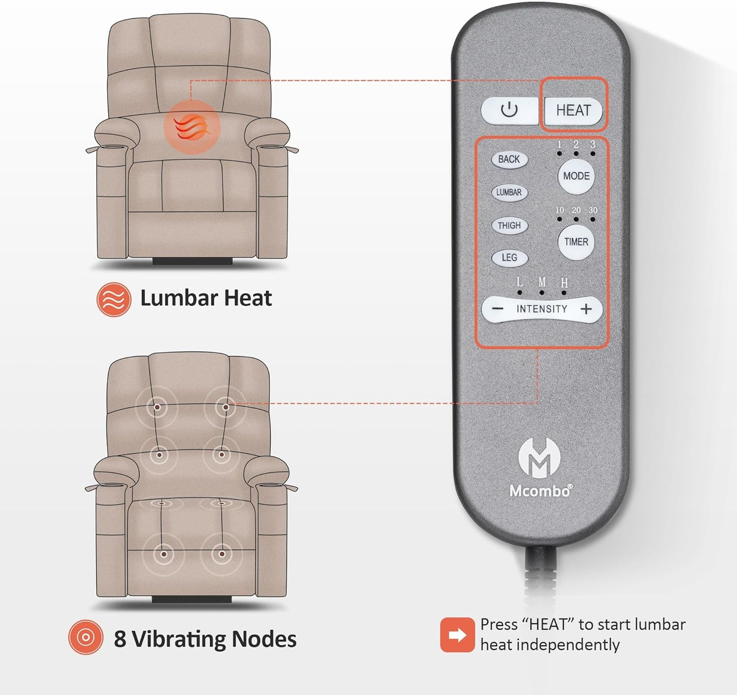 Dark Brown Lift Recliner With Massage For Elderly People
