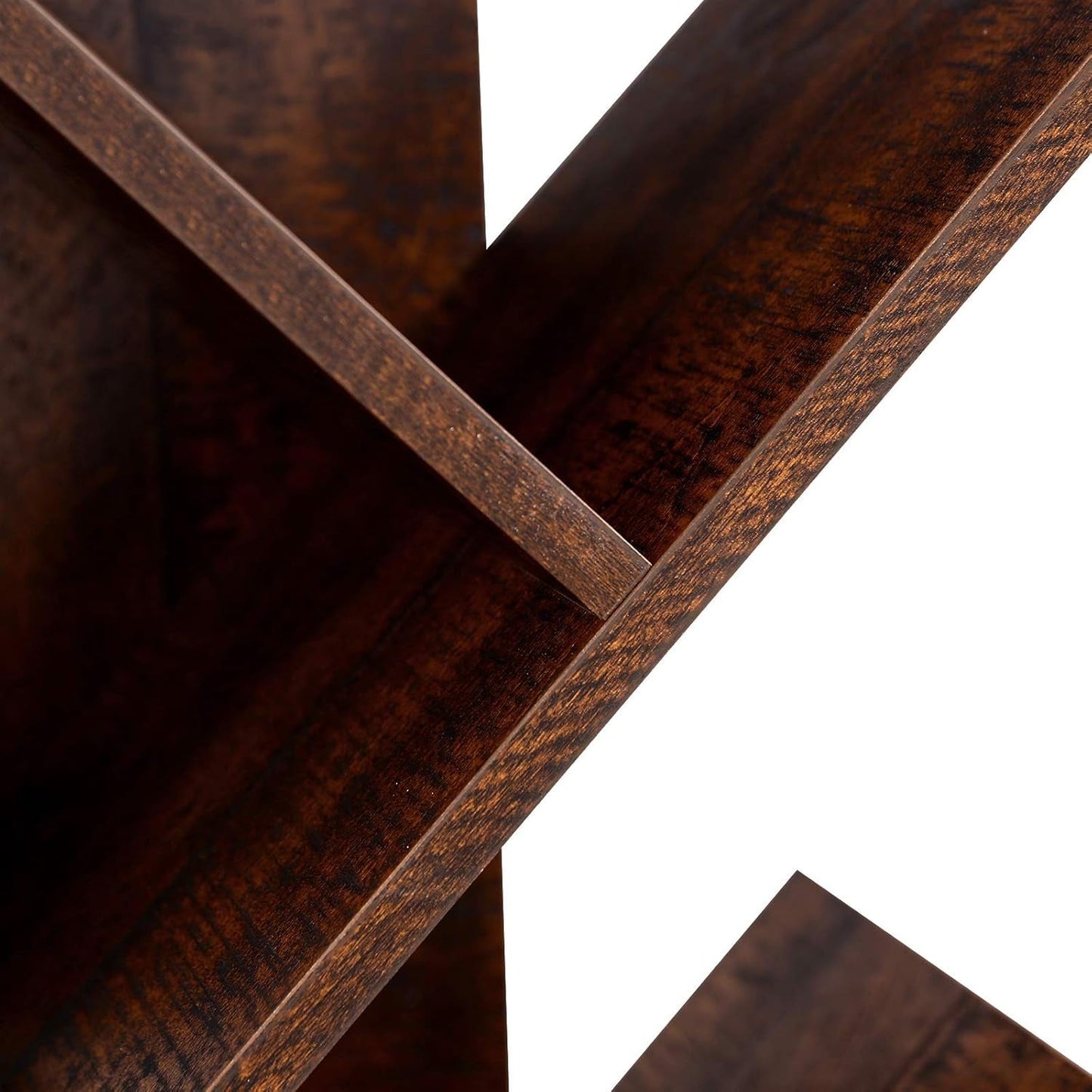 Walnut 9-Tier Tree Bookshelf Space-Saving Corner Shelf