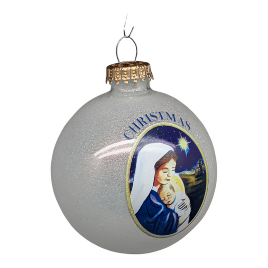 Mother and Child Nativity Glass Ball Ornament