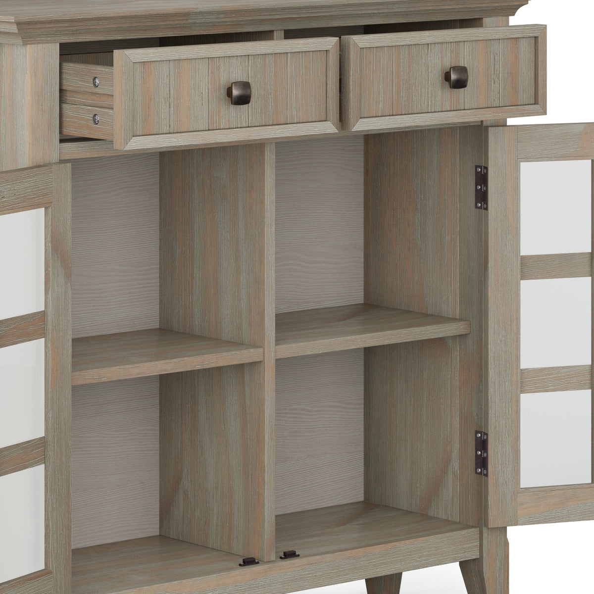 Acadian 36-Inch Wide Solid Wood Entryway Storage Cabinet in Distressed