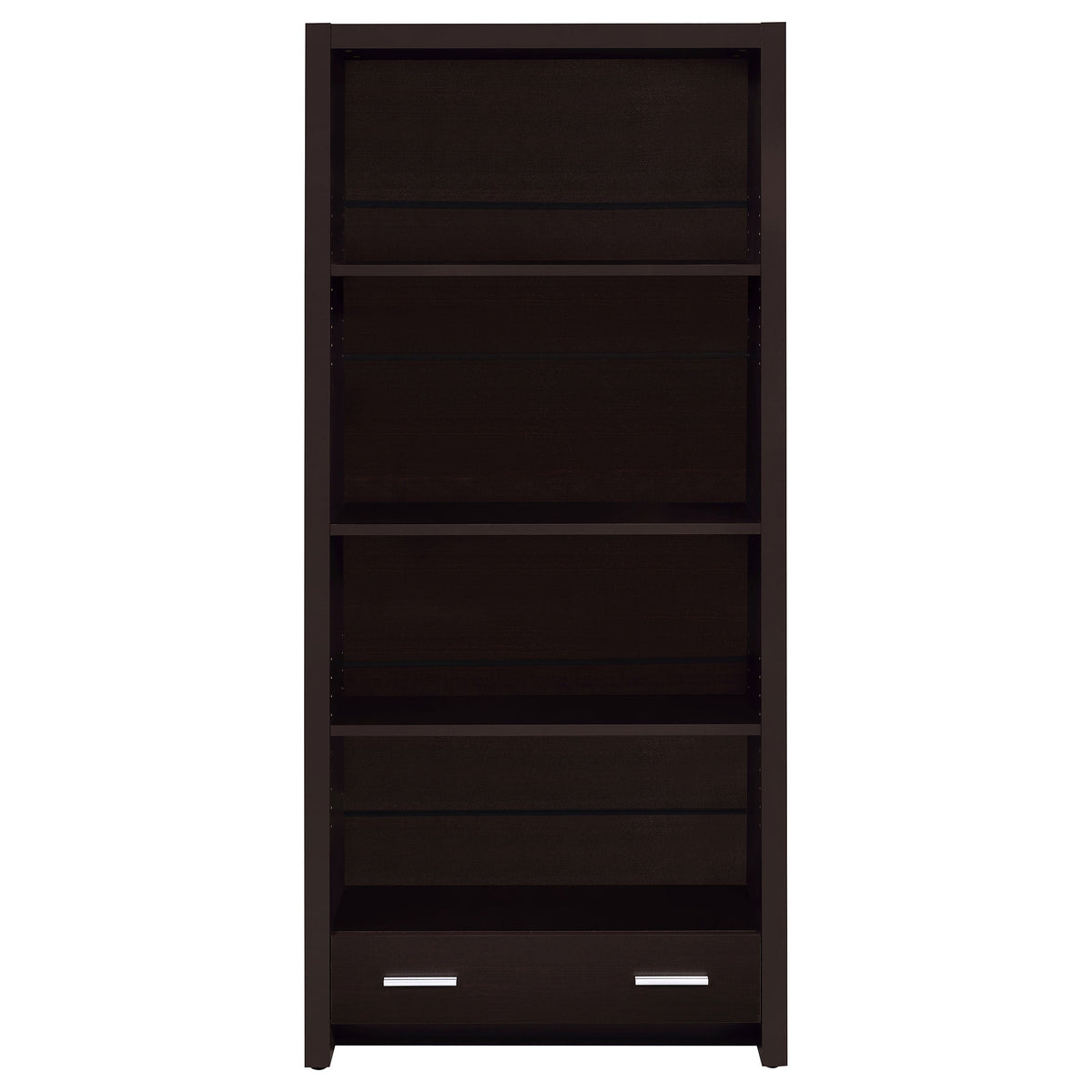 Maureen Cappuccino 5-Shelf Bookcase with Drawer