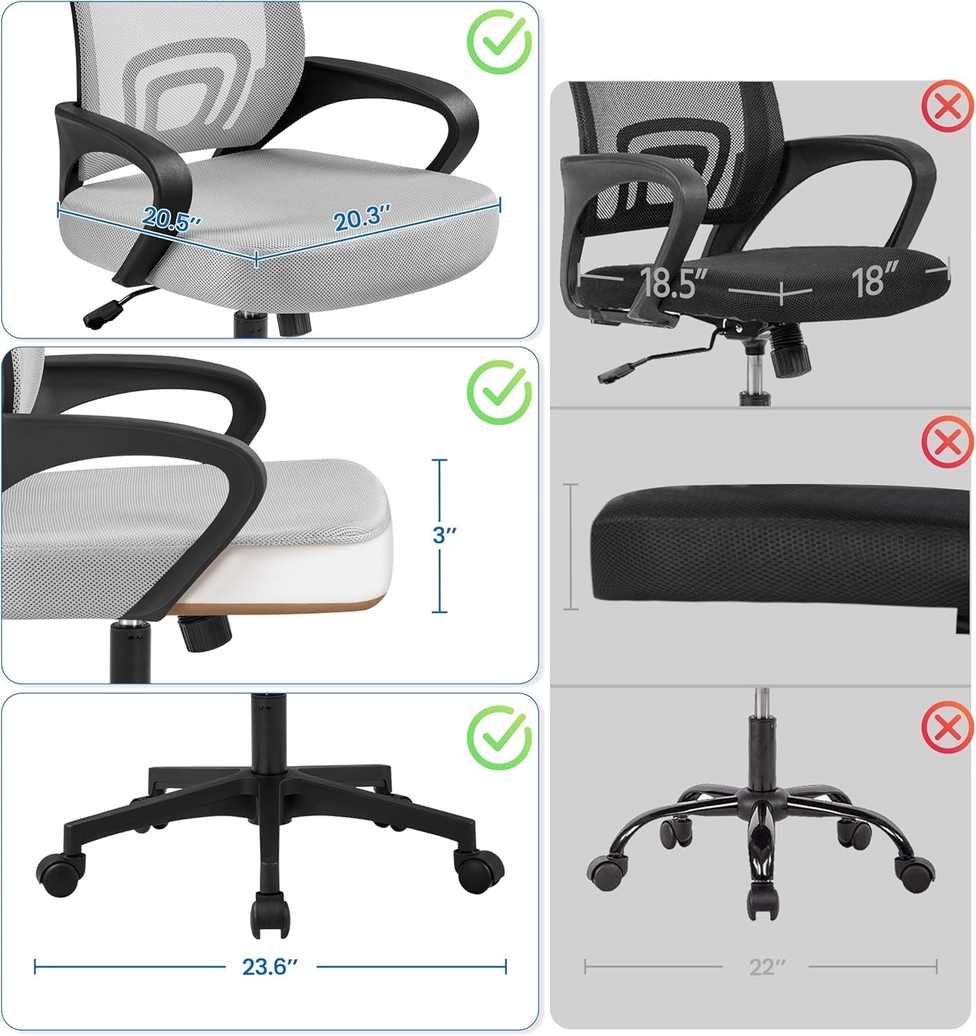 Ergonomic Mesh Office Chair With Lumbar Support Grey