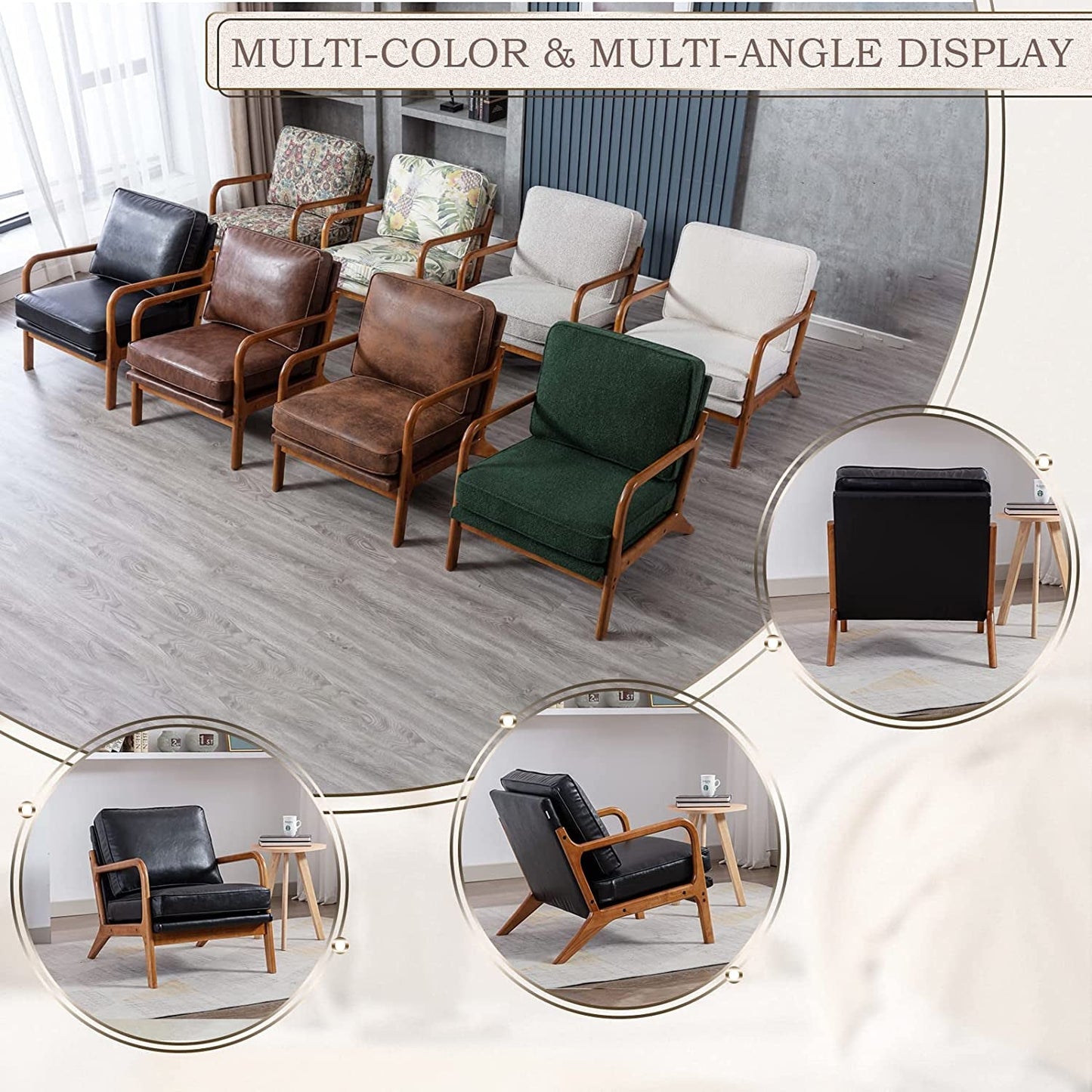 Modern Black Accent Chair With Thick Cushioned Seat