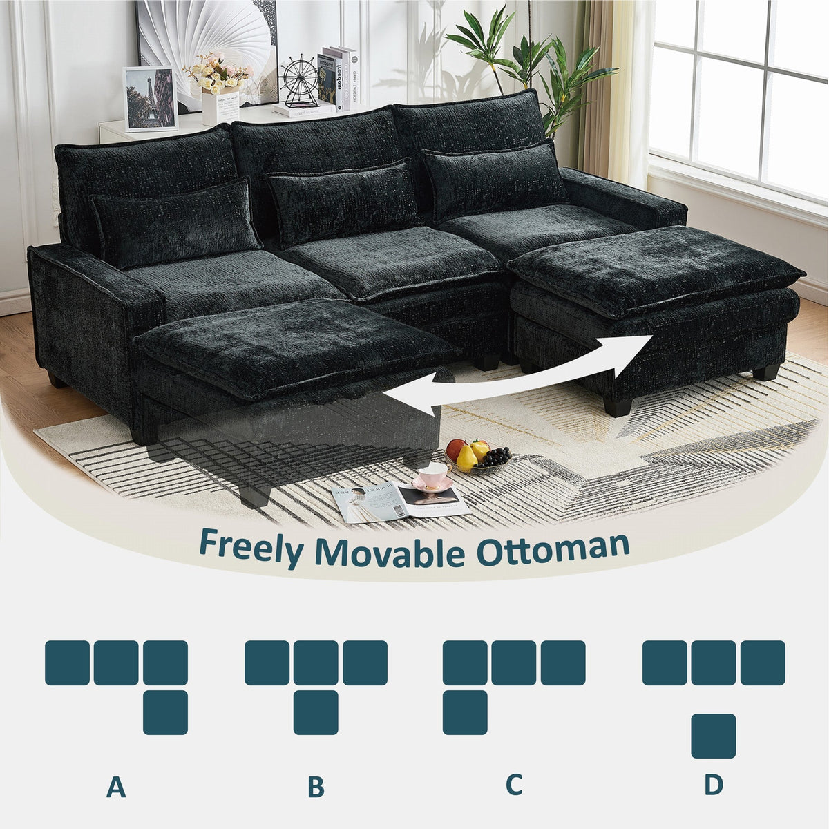 99'' Sectional Cloud Deep Seat Couch